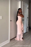 GETADME Elegant Solid Irregular Hem Pleated Dress Sexy Backless Off-the-shoulder Spaghetti Strap Vestidos New Lady Banquet Party Gowns
