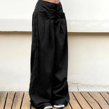 GETADME Elegant Women Wide Leg Pants Y2K High Waist Trouser Autumn Office Ladies Pocket Loose Full Length Suit Trousers Streetwear