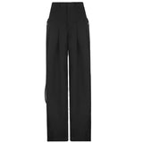 GETADME Elegant Women Wide Leg Pants Y2K High Waist Trouser Autumn Office Ladies Pocket Loose Full Length Suit Trousers Streetwear