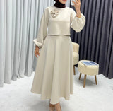 GETADME Elegant Women's Skirt Set Streetwear Sexy Outfits Loose Lantern Long Sleeved Flower Top 2 Piece suit 2025 Autumn Winter new