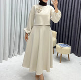 GETADME Elegant Women's Skirt Set Streetwear Sexy Outfits Loose Lantern Long Sleeved Flower Top 2 Piece suit 2025 Autumn Winter new