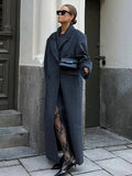 Getadme Elegant Women's Woolen Overcoat Double Breasted Lapel Pocket Long Coats 2025 Autumn Winter Lady Streetwear Oversize Outerwears
