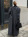 Getadme Elegant Women's Woolen Overcoat Double Breasted Lapel Pocket Long Coats 2025 Autumn Winter Lady Streetwear Oversize Outerwears