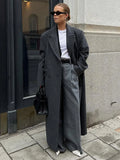 Getadme Elegant Women's Woolen Overcoat Double Breasted Lapel Pocket Long Coats 2025 Autumn Winter Lady Streetwear Oversize Outerwears