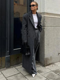 Getadme Elegant Women's Woolen Overcoat Double Breasted Lapel Pocket Long Coats 2025 Autumn Winter Lady Streetwear Oversize Outerwears