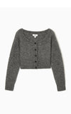 GETADME Ethereal  2025  autumn new style of Standard cut short wide neck wool-blend cardigan