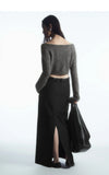 GETADME Ethereal  2025  autumn new style of Standard cut short wide neck wool-blend cardigan
