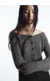 GETADME Ethereal  2025  autumn new style of Standard cut short wide neck wool-blend cardigan