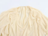 GETADME European And American Style 2025 Spring New Women's Retro Loose Casual Simple V-neck Layered Decorative Shirt