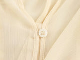 GETADME European And American Style 2025 Spring New Women's Retro Loose Casual Simple V-neck Layered Decorative Shirt