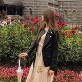 GETADME FTLZZ 2025 New Leather Jacket Women Spring Autumn Coat  Women Faux PU Bike Jacket Moto Leather Jacket Lady Casual Street Outwear