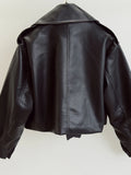 GETADME FTLZZ New Spring Women Faux Leather Jacket Biker Red White Coat Turndown Collar PU Motorcycle Jackets Loose Streetwear Outerwear