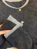 Getadme Fake two 100% pure cashmere sweater cardigan dark grey high-grade wool knit coat top