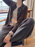 Getadme Fake two 100% pure cashmere sweater cardigan dark grey high-grade wool knit coat top