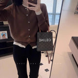 Getadme Fake two 100% pure cashmere sweater cardigan dark grey high-grade wool knit coat top