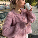 GETADME Fall 2025 Luxury Clothes Womens Sweaters Long Sleeve Top Solid Loose Casual Sweater Vest Cable Knit Sweater Pink Cardigans Y2k