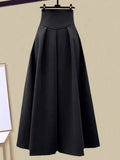 GETADME Fall Winter Two Piece Sets For Women Outfits Office Ladies Elegant Cross Knitwears Pullover Sweater And High Waist Skirts Sets