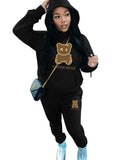 GETADME 가을 겨울 투피스 팬츠 정장 버터플라이 레터 프린트 캥거루 포켓 트랙수트 세트 풀오버 화이트 후드&amp;스웨트 팬츠