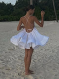 GETADME Fashion Backless A Line Mini Dresses for Women Chic Female Sleeveless Big Swing Party Dress 2025 New Lady V Neck Beach Vestidos