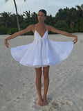GETADME Fashion Backless A Line Mini Dresses for Women Chic Female Sleeveless Big Swing Party Dress 2025 New Lady V Neck Beach Vestidos