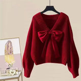 GETADME Fashion Bow Design Knitted Sweater NEW 2025 Spring Autumn Winter Women's Knitwear Top Korean Style Versatile Pullover Shirt
