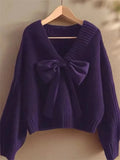GETADME Fashion Bow Design Knitted Sweater NEW 2025 Spring Autumn Winter Women's Knitwear Top Korean Style Versatile Pullover Shirt