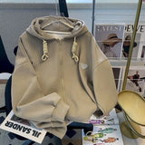 GETADME Fashion Drawstring Hoodies Women Autumn Winter Trend Hooded Coats Casual Loose Plush Thicken Cardigan Hoodie Zipper Jacket Woman