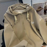 GETADME Fashion Drawstring Hoodies Women Autumn Winter Trend Hooded Coats Casual Loose Plush Thicken Cardigan Hoodie Zipper Jacket Woman
