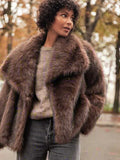 Getadme Fashion Lapel Women Thick Warm Long Faux Fur Jacket Elegant Long Sleeve Loose Cardigan Overcoat Winter Lady Chic Street Coats