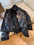 GETADME Fashion Overcoats Women Cotton Turn-down Collar Quilted Jacket Outerwear Female Warm Padded Coats Autumn Winter Lightweight