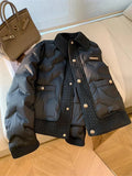 GETADME Fashion Overcoats Women Cotton Turn-down Collar Quilted Jacket Outerwear Female Warm Padded Coats Autumn Winter Lightweight