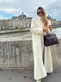 GETADME Fashion Oversize Lapel Extra Long Woolen Overcoat Women's Double Breasted Solid Cropped Overgarment 2024 Lady Commute Streetwear
