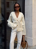 GETADME Fashion Single Breasted Buckle Cashmere Cardigan Women Casual V Neck Button Knitted Sweater New Autumn Female Commuter Knitwear