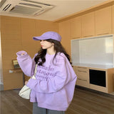 GETADME Fashion Solid Color Printing Letter Casual Sweatshirts Female Clothing 2024 Autumn Oversized Korean Tops All-match Sweatshirts
