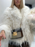 GETADME Fashion Solid Flurry Faux Fur Woman's Coat Elegant V Neck Long Sleeve Warm Jacket 2025 New Winter Female High Street Outerwear