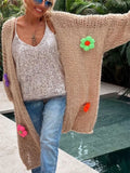 GETADME Fashion Stripe Long Cardigan Sweater Women Lantern Long Sleeve Loose Oversize Knitted Coat  Autumn Lady Chic Streetwear Overcoat