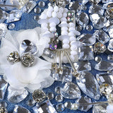 GETADME Fashion Vintage Women Luxury Embroidered Flares Diamond Denim Jeans Women Beaded Skinny Slim Fit Stretch Pencil Pants Trousers