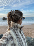 GETADME Fashion Woman Printed Wool Blend Stand Collar Jacket Zipper Front Long Sleeved Furry Coats Relaxed Autumn Winter Jacket Coat