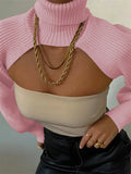 GETADME Fashion Women Extr-short Sweater Long Sleeve Mock Neck Knit Tops Fall Winter Shrug Knitwear