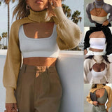 GETADME Fashion Women Tops Autumn Top Turtleneck Collar Knitting Women Long Sleeve Pullover for Dating топик женский 2021