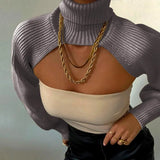 GETADME Fashion Women Tops Autumn Top Turtleneck Collar Knitting Women Long Sleeve Pullover for Dating топик женский 2021