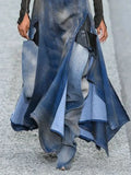 GETADME Fashion Women's Denim Skirt High Waist Sexy Patchwork Irregular M-Shaped Slit Elegant Party Skirt 2025 Y2K Fashion Skirt