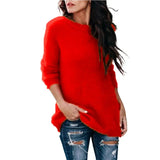 GETADME Fashion Womens Winter Warm Sweater Fluffy Plain Jumper Ladies Casual Long Pullover Tops Autumn Oversize Korean Sweater 2022 New
