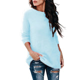 GETADME Fashion Womens Winter Warm Sweater Fluffy Plain Jumper Ladies Casual Long Pullover Tops Autumn Oversize Korean Sweater 2022 New