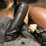 GETADME Fashionable Cross Patterned Straight Pants for Women PU Leather Hot Girl 2025 New Stylish Unique Black Pants Korean Style