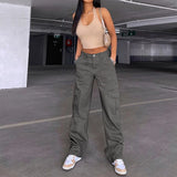 GETADME Fashionable Loose Fit High Waist Straight Leg Jeans with Multiple Pockets for Women High Waisted Jeans Baggy Jeans