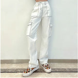 GETADME Fashionable Loose Fit High Waist Straight Leg Jeans with Multiple Pockets for Women High Waisted Jeans Baggy Jeans