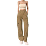 GETADME Fashionable Loose Fit High Waist Straight Leg Jeans with Multiple Pockets for Women High Waisted Jeans Baggy Jeans