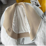 GETADME Faux Fox Fur Car Stripe Fur Coat For Women's Winter Lapel High-End Short Double-Sided Woolen Fashion Cardigan Thick Top Short