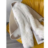 GETADME Faux Fox Fur Car Stripe Fur Coat For Women's Winter Lapel High-End Short Double-Sided Woolen Fashion Cardigan Thick Top Short